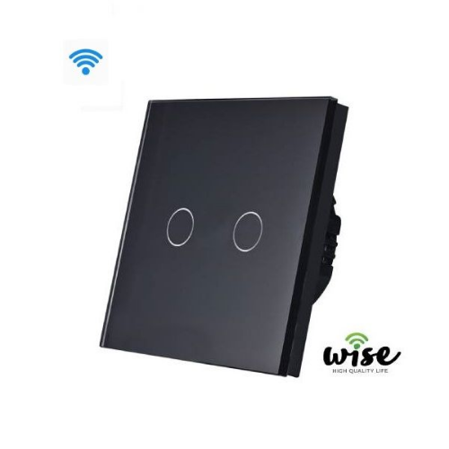 Picture of Wise prekidač WiFi stakleni panel - 2 tastera, crni