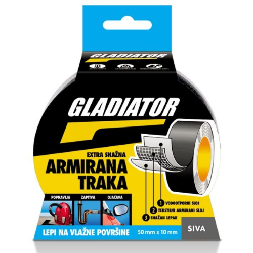Picture of Gladiator armirana traka 50mmx10m, siva