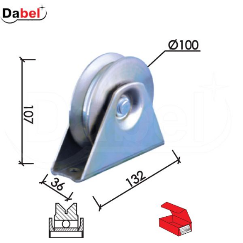 Picture of Dabel točak za kliznu kapiju T1009 ZnB fi x100Yx107/132x36mm 1 ležaj OPD