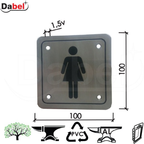 Picture of Dabel oznaka za vrata wc inox 100x150x1,5 mm ženski dp1