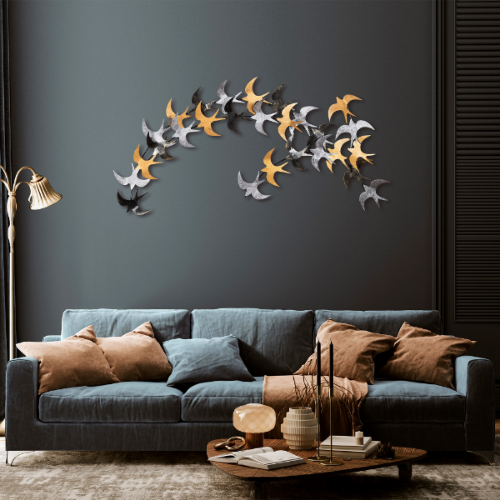 Picture of Zidna dekoracija metalno jato ptica, 137x62 cm