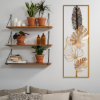 Picture of Zidna dekoracija lišće, zlatna, metalna, 32x5x90 cm