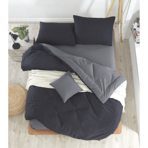 Picture of Double posteljina sa čaršavom, crno siva