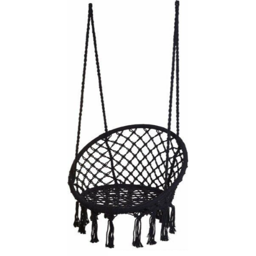 Picture of Viseća stolica, metalna konstrukcija, pleteno uže, crna