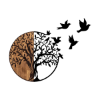 Picture of Zidna dekoracija drvo i ptice, metal drvo, 92x3x71 cm