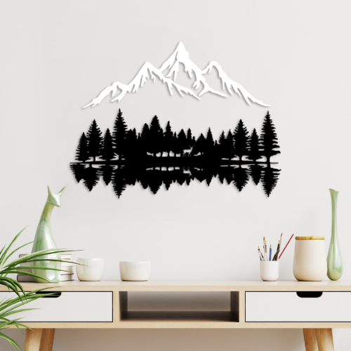Picture of Zidna dekoracija metal planina šuma