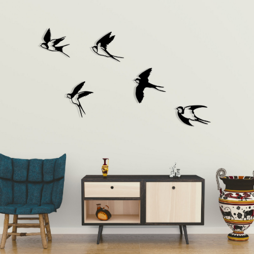 Picture of Zidna dekoracija metal ptice set 5/1